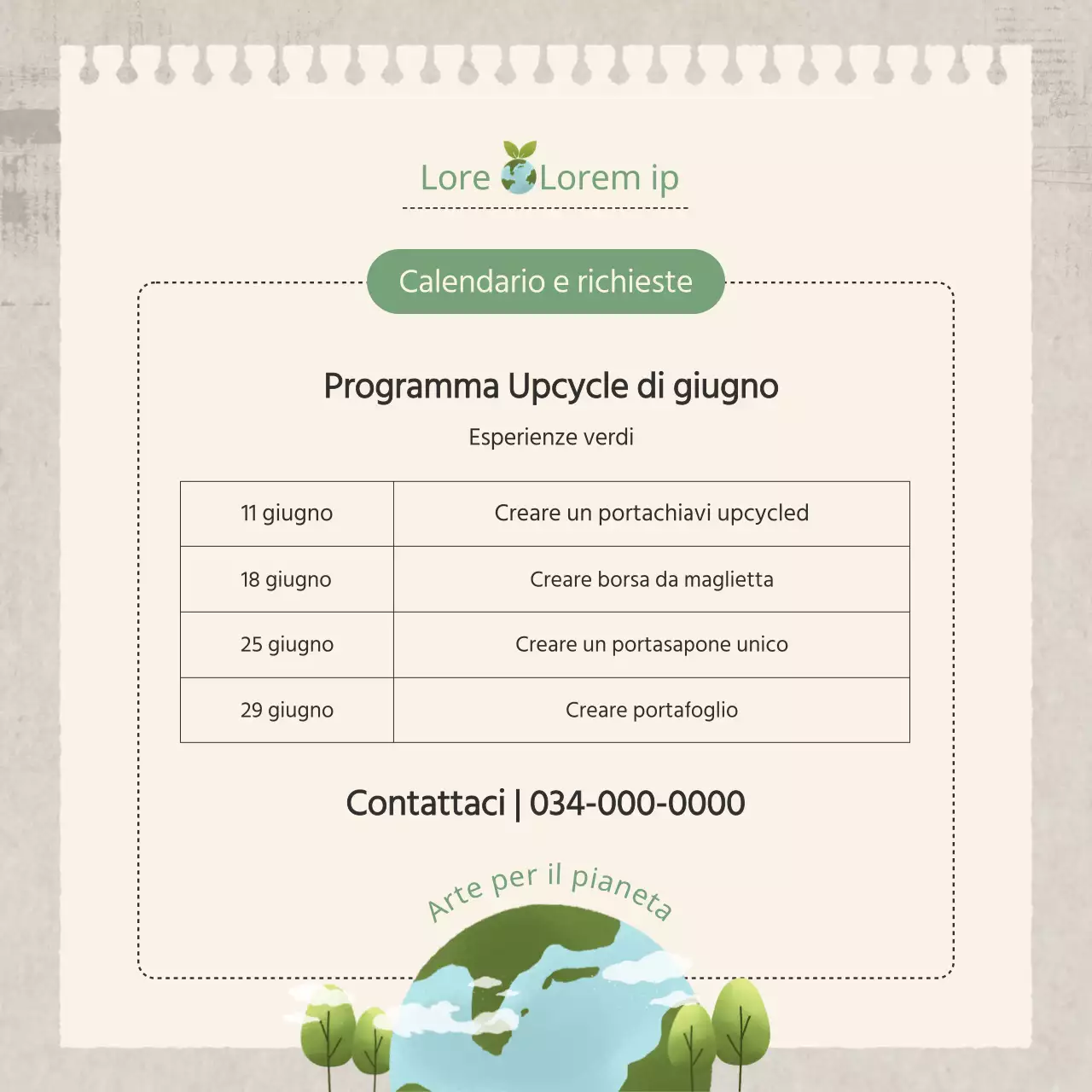 Guida al programma di riciclo in stile naturale in verde e beige