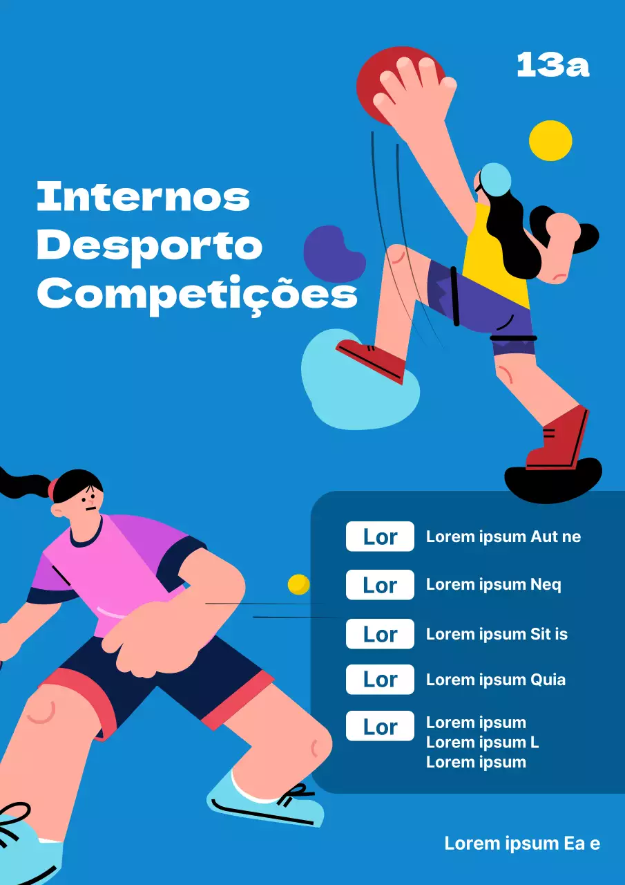 Folheto promocional do dia do desporto da empresa em azul e branco