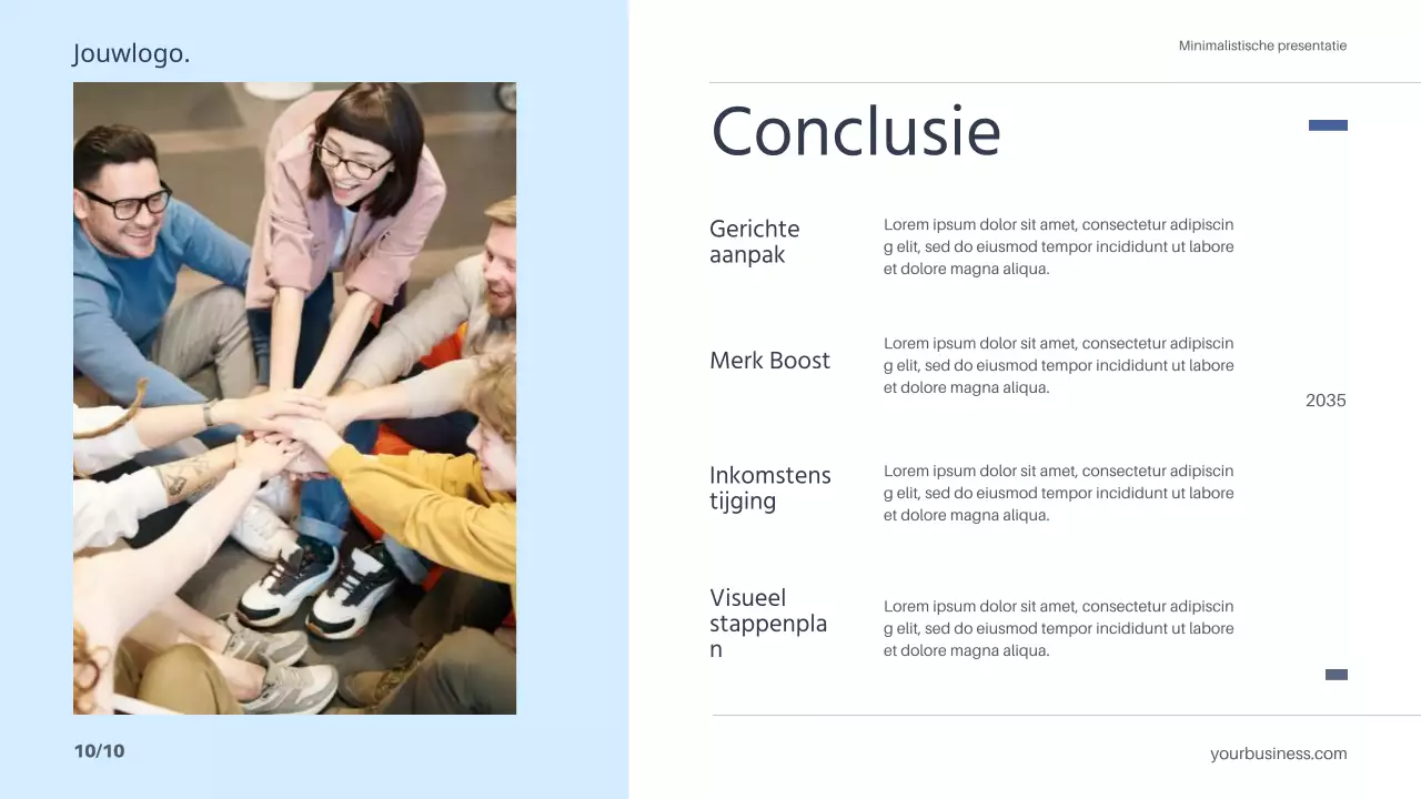 Wit Blauw Minimaal Eenvoudig Marketingplan Strategie