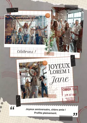 Gris Classic Scrapbook Photo Collage Greeting Happy Birthday