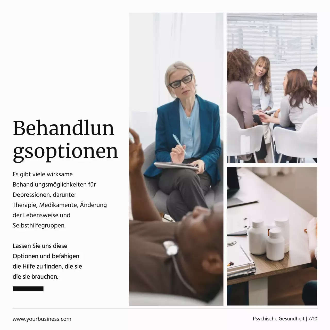 Schwarz-weiße Minimalwerbung für die Kampagne zur psychischen Gesundheit