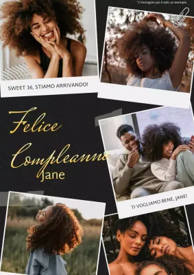 Memo di auguri di compleanno elegante in oro e nero