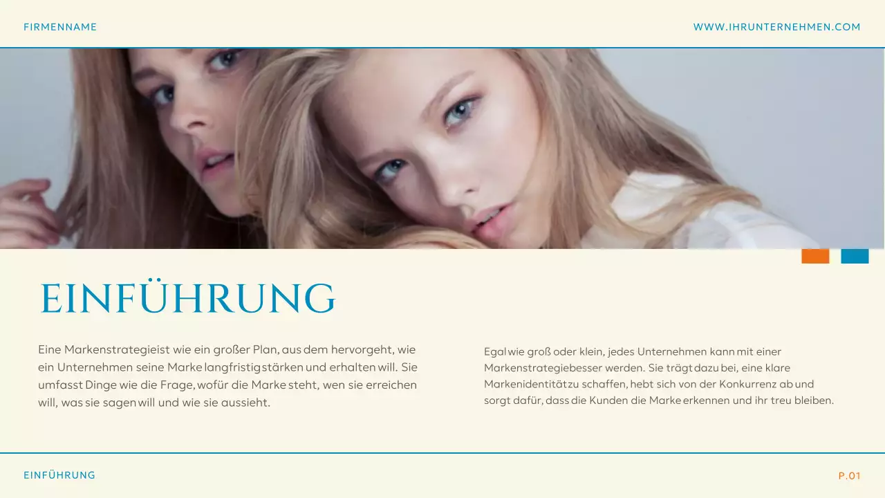 Blau Orange Einfacher moderner Markenstrategieplan