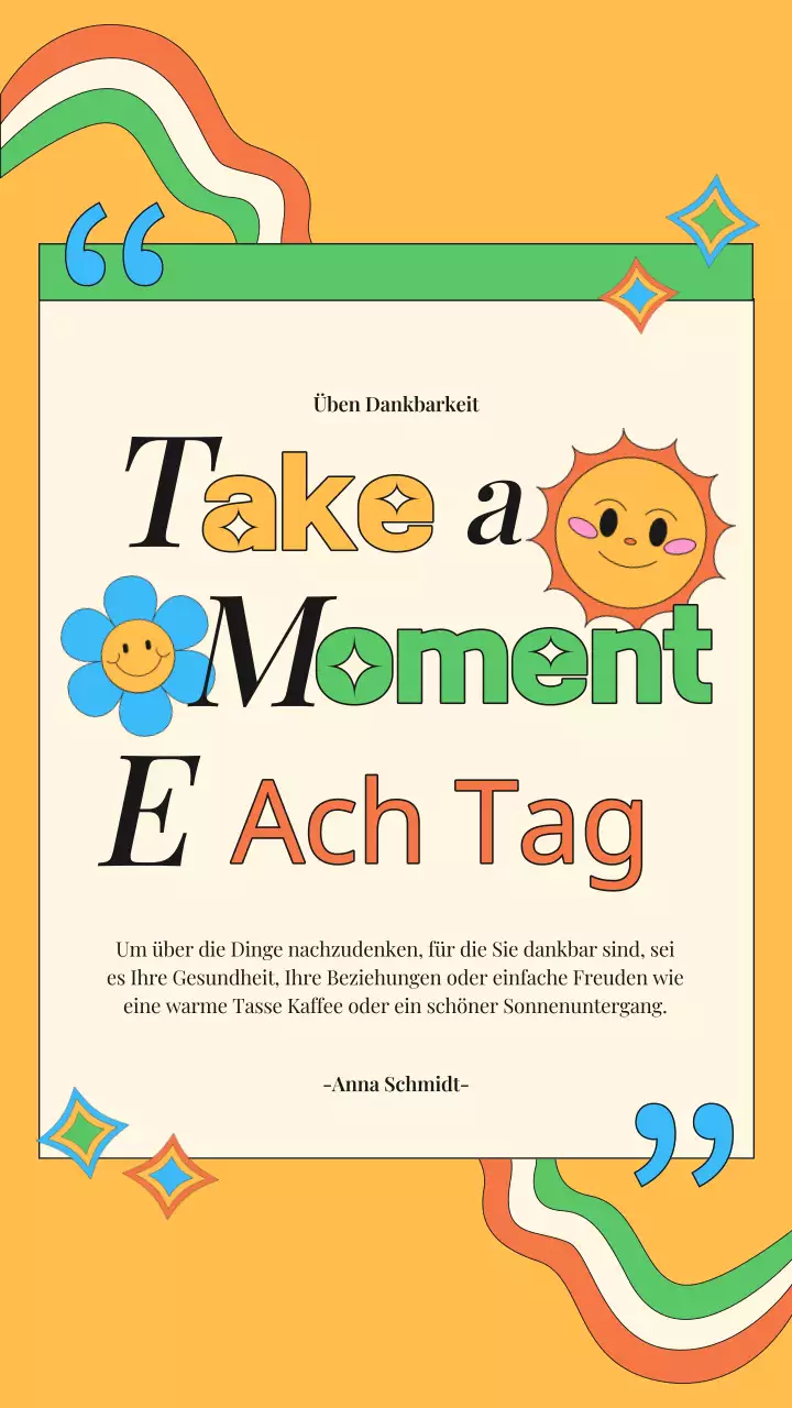 Gelb Retro Praxis Dankbarkeit Gesundheit Zitate