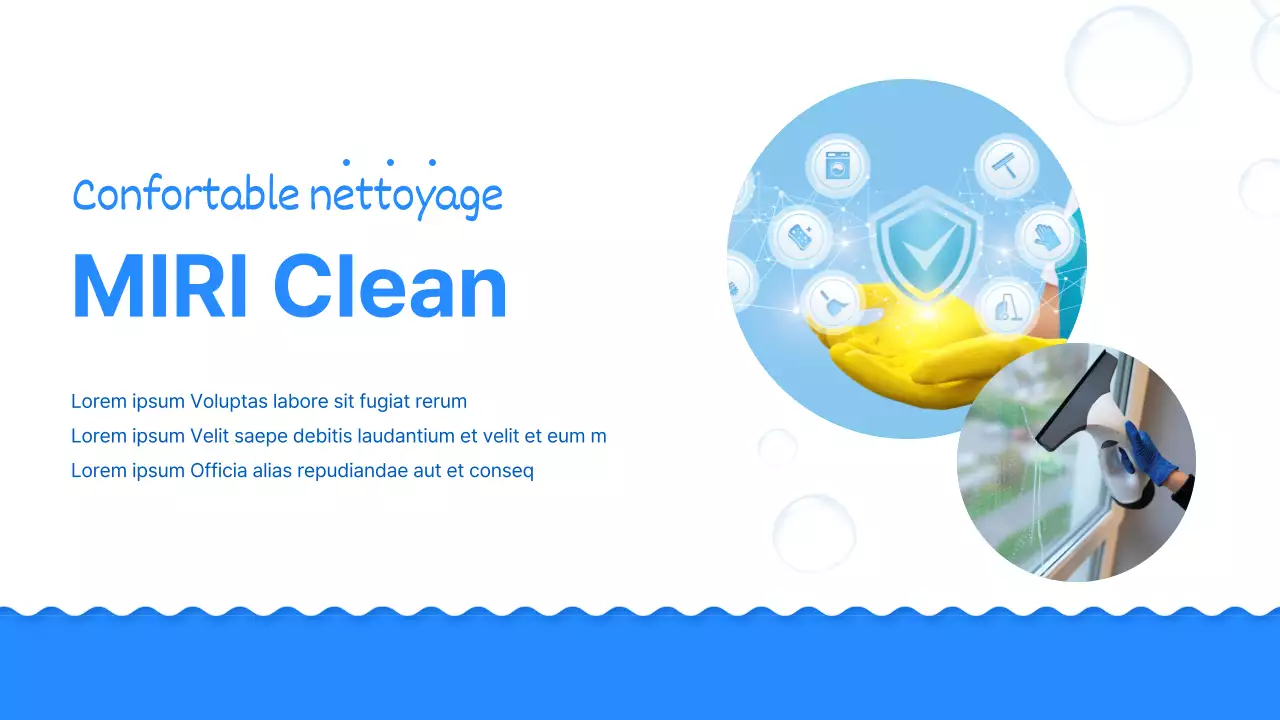 Un simple prospectus bleu et blanc pour une entreprise de nettoyage qui emménage