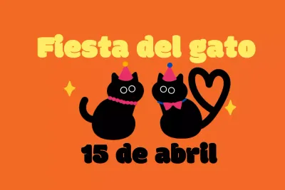 Fiesta del gato con ilustraciones gatunas y simpáticas fuentes