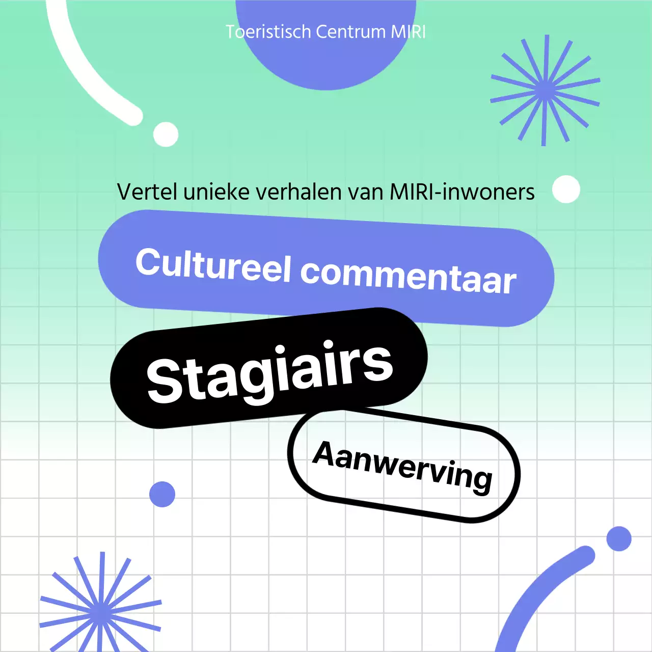 Blauw en Mint Geometrische Culturele Tolk Stagiair Aankondiging