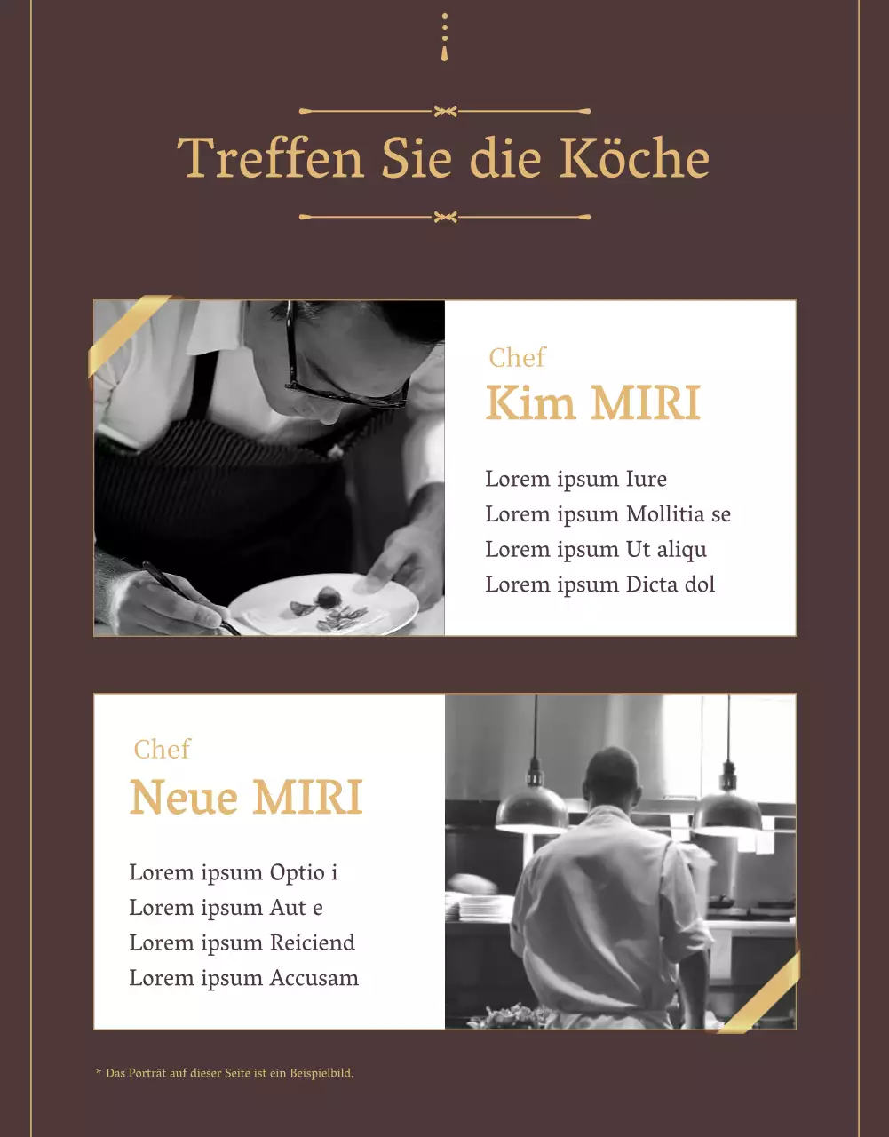 Bewerben Sie einen Essensgutschein für ein luxuriöses Buffetrestaurant in Braun und Gold