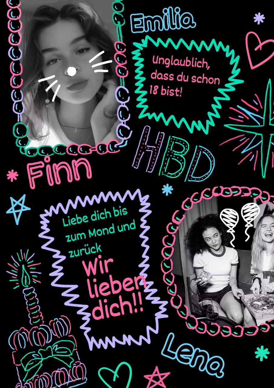 Bunte und trendige Geburtstagsposter