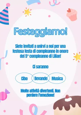 Invito per festa di compleanno in grassetto rosa e blu