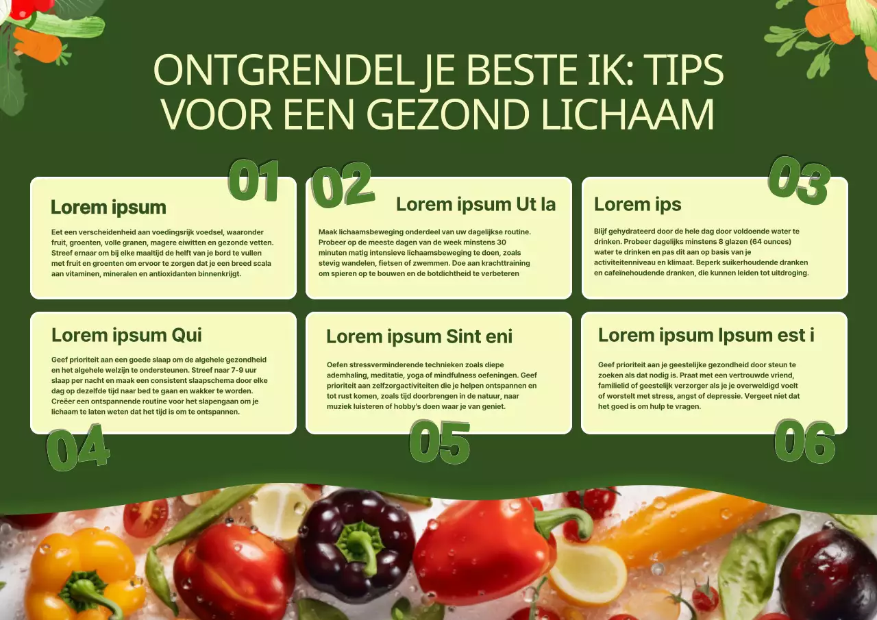 Groene en oranje moderne gezonde levensstijlgids