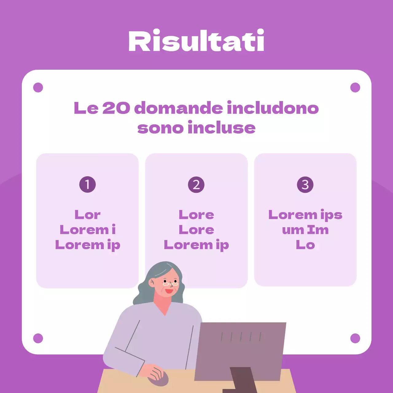 Un grazioso annuncio di programma istituzionale in viola e malva