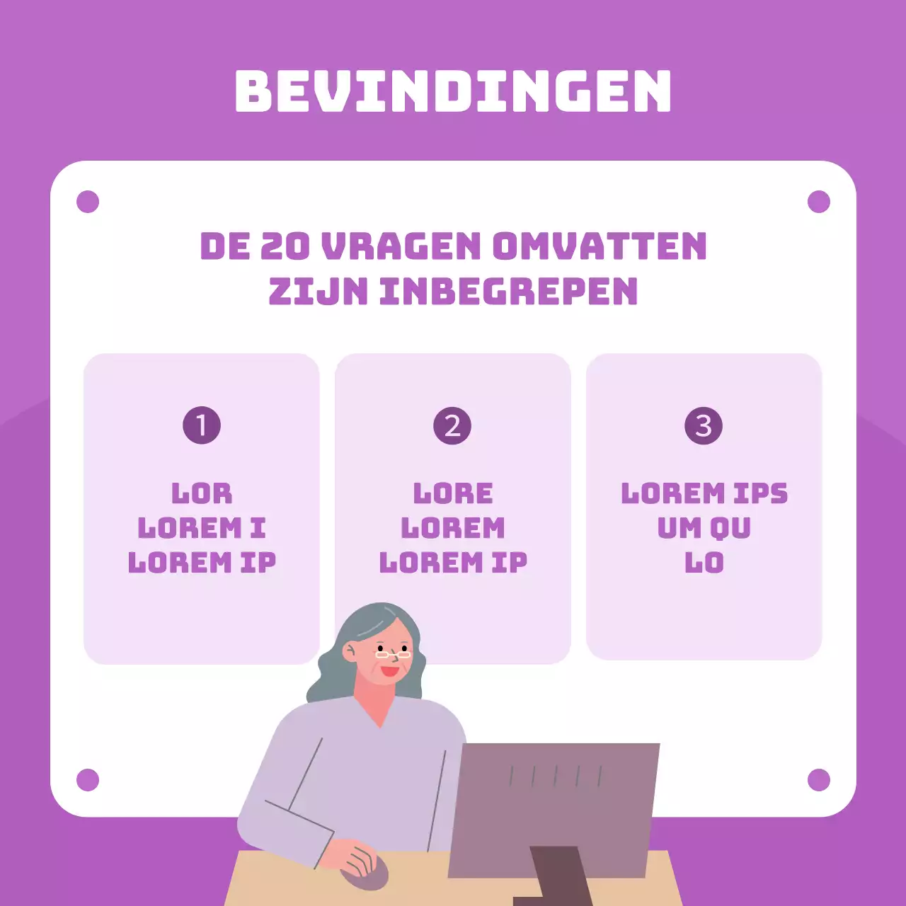 Een mooie institutionele programma-aankondiging in paars en mauve