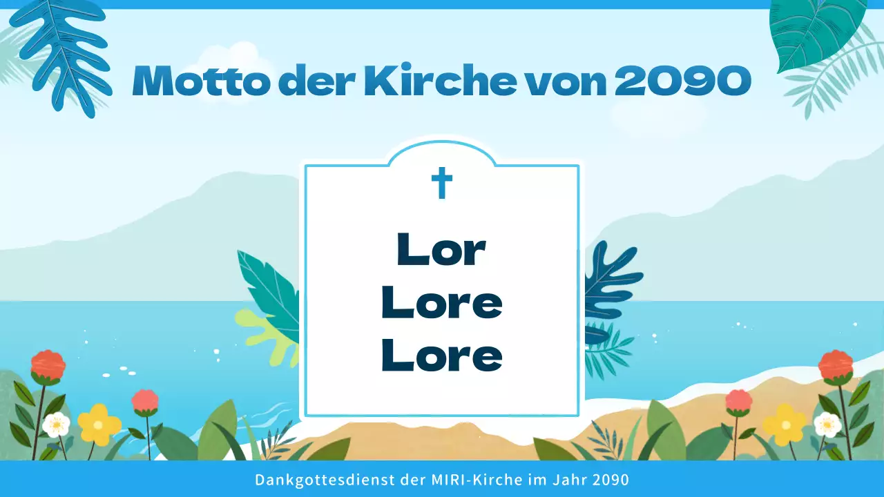 Gottesdienstführer mit tropischem Flair in Blau und Hellblau