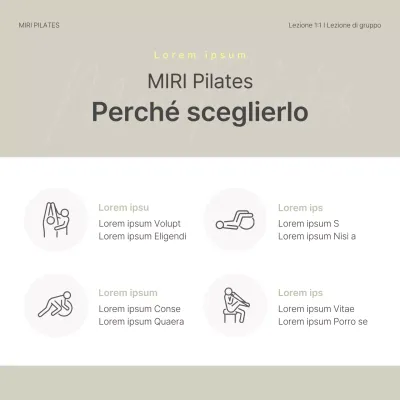 Il social media marketing di Modern Pilates in beige e giallo