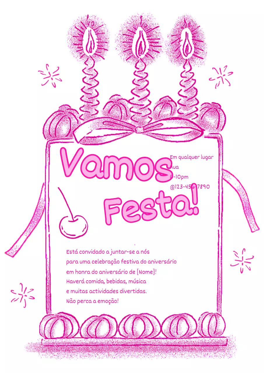 Convites de aniversário modernos em cor-de-rosa