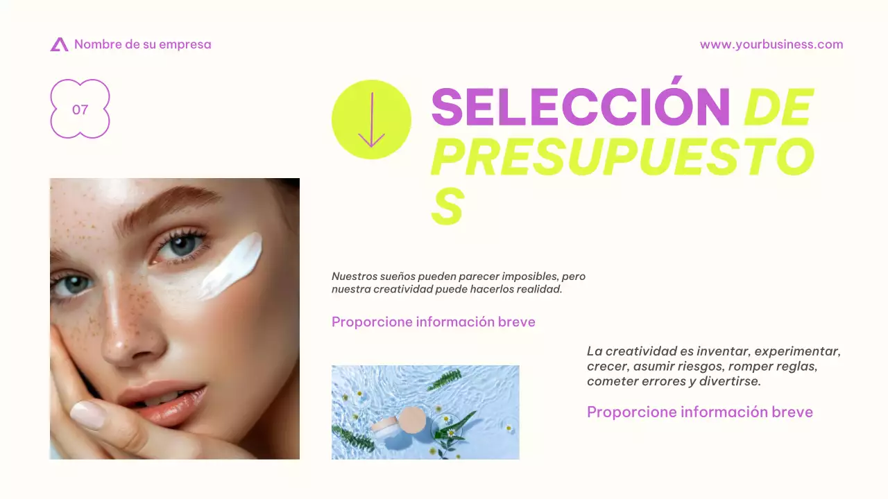 Purple Beige Pink Lime Modern Basic Minimal Business Presentación de la empresa