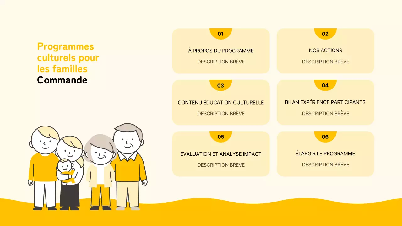 Planificateur de programme simple jaune et noir pour la culture familiale