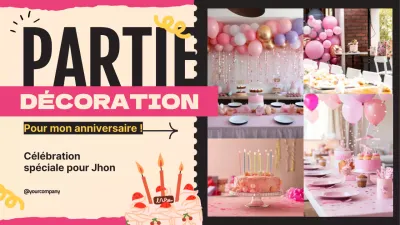 Décoration de fête pop rose moderne pour mon anniversaire