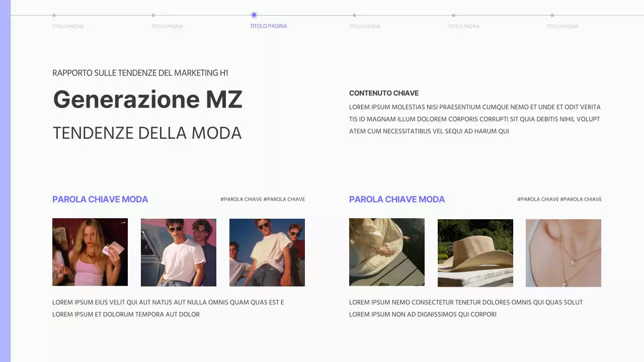 Semplice rapporto sulle tendenze del marketing in viola e nero