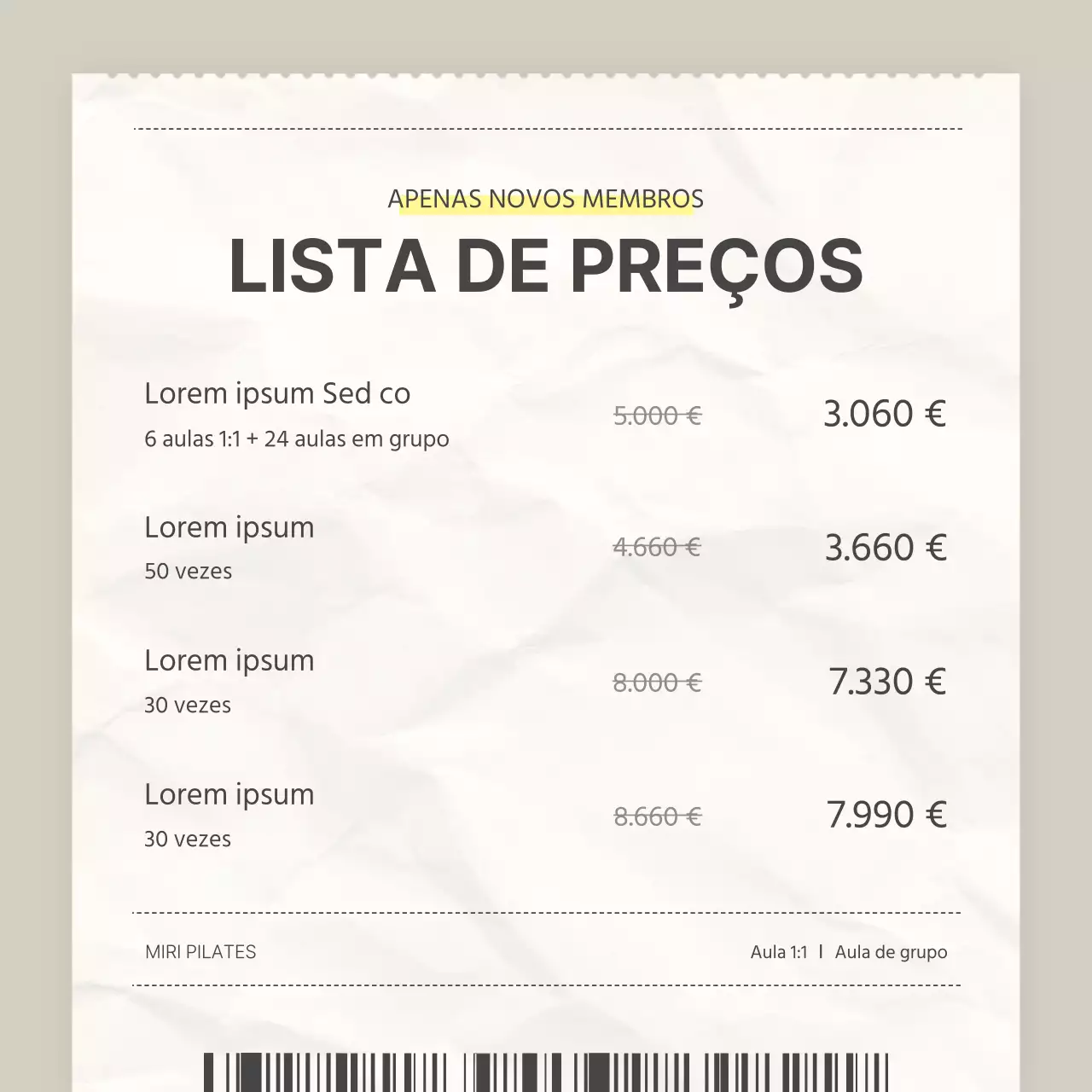 Promover uma venda de Pilates moderno em bege e amarelo