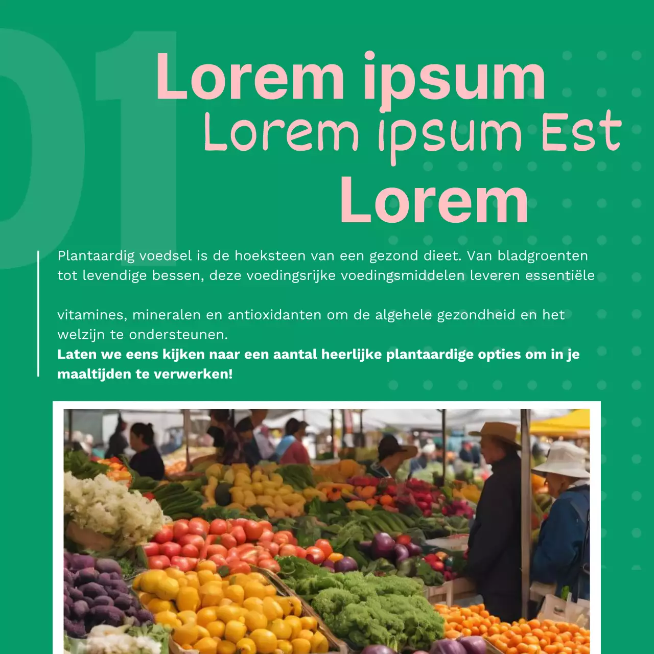 Groen en Roze Vers Gezond Voedsel Publiciteit