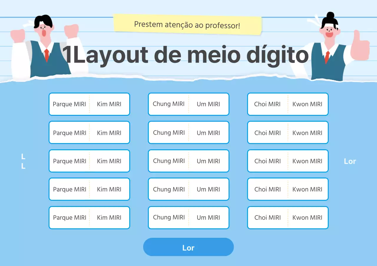 Sobre o mapa de lugares da escola de carácter azul claro e azul