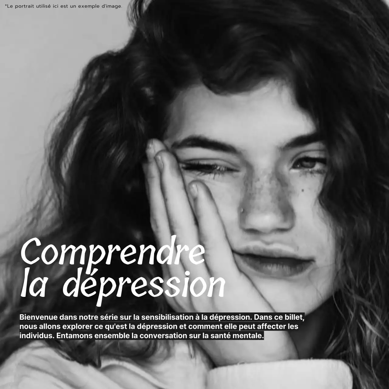 Promotion d'un blog sur les soins mentaux en noir et blanc