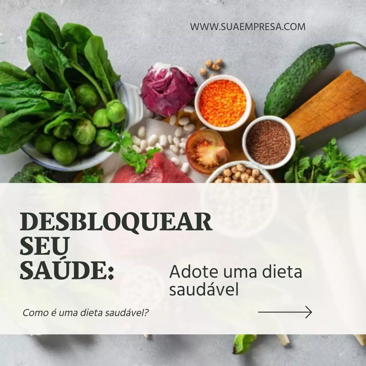 Cinzento e Verde Natural Guia de alimentação e dieta saudável