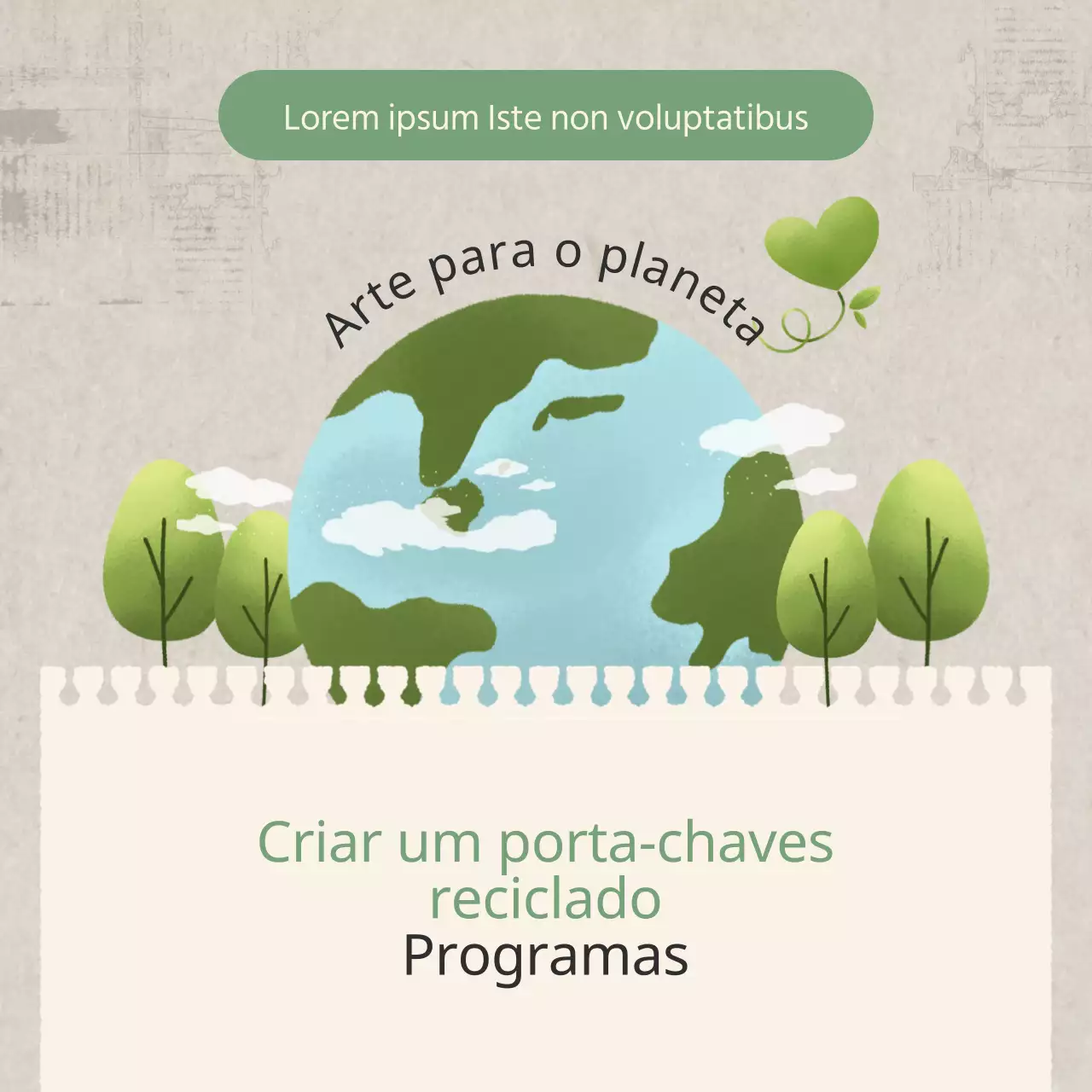 Guia do programa de reciclagem Natural Style em verde e bege