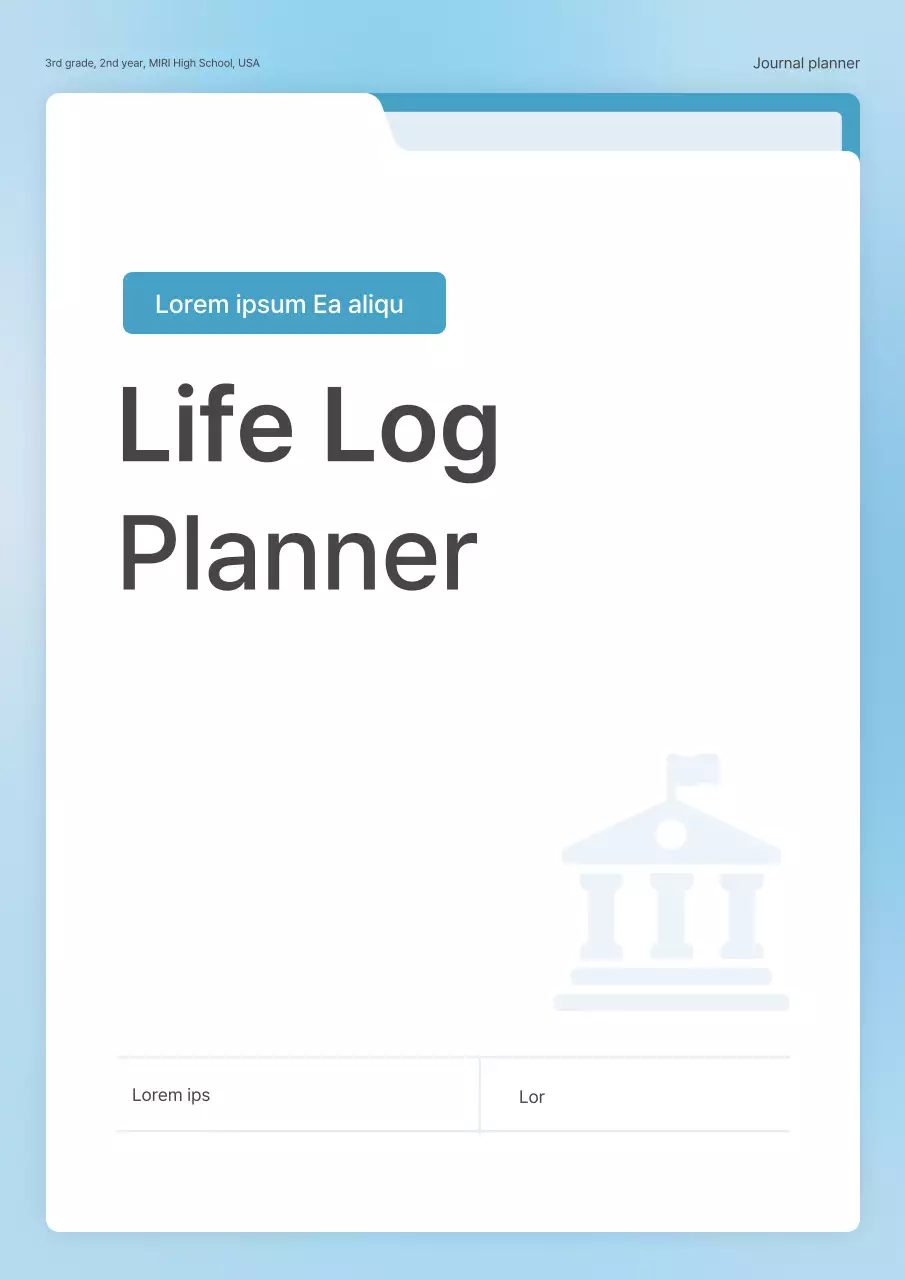 Planejador de vida moderno azul