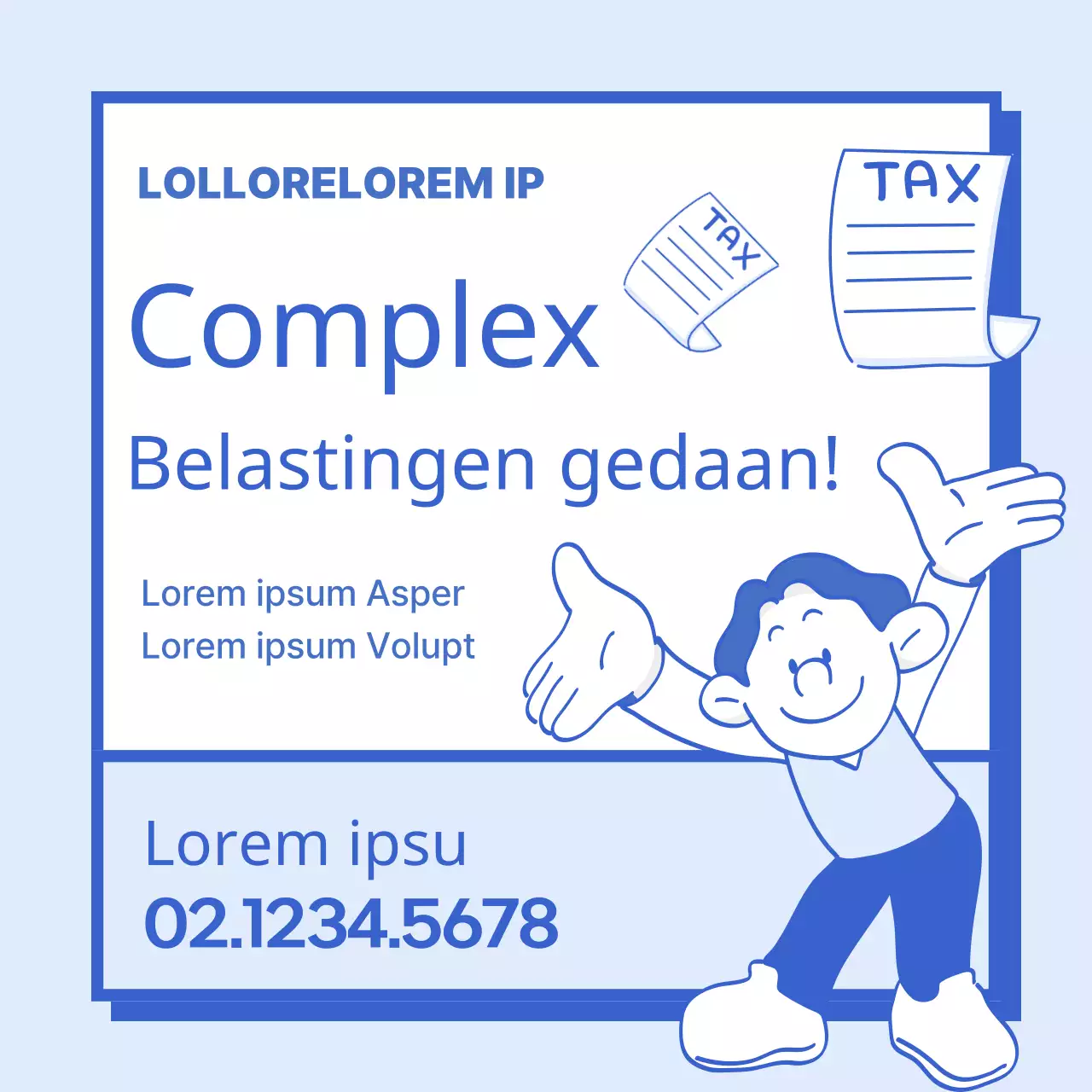 Eenvoudige blauwe en lichtblauwe instructies voor het betalen van de belastingaangifte