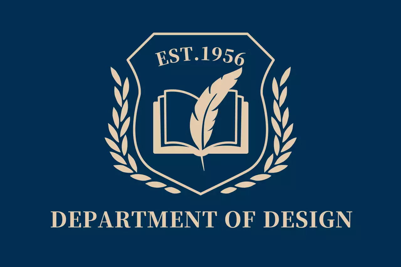 A colorful university with a school logo