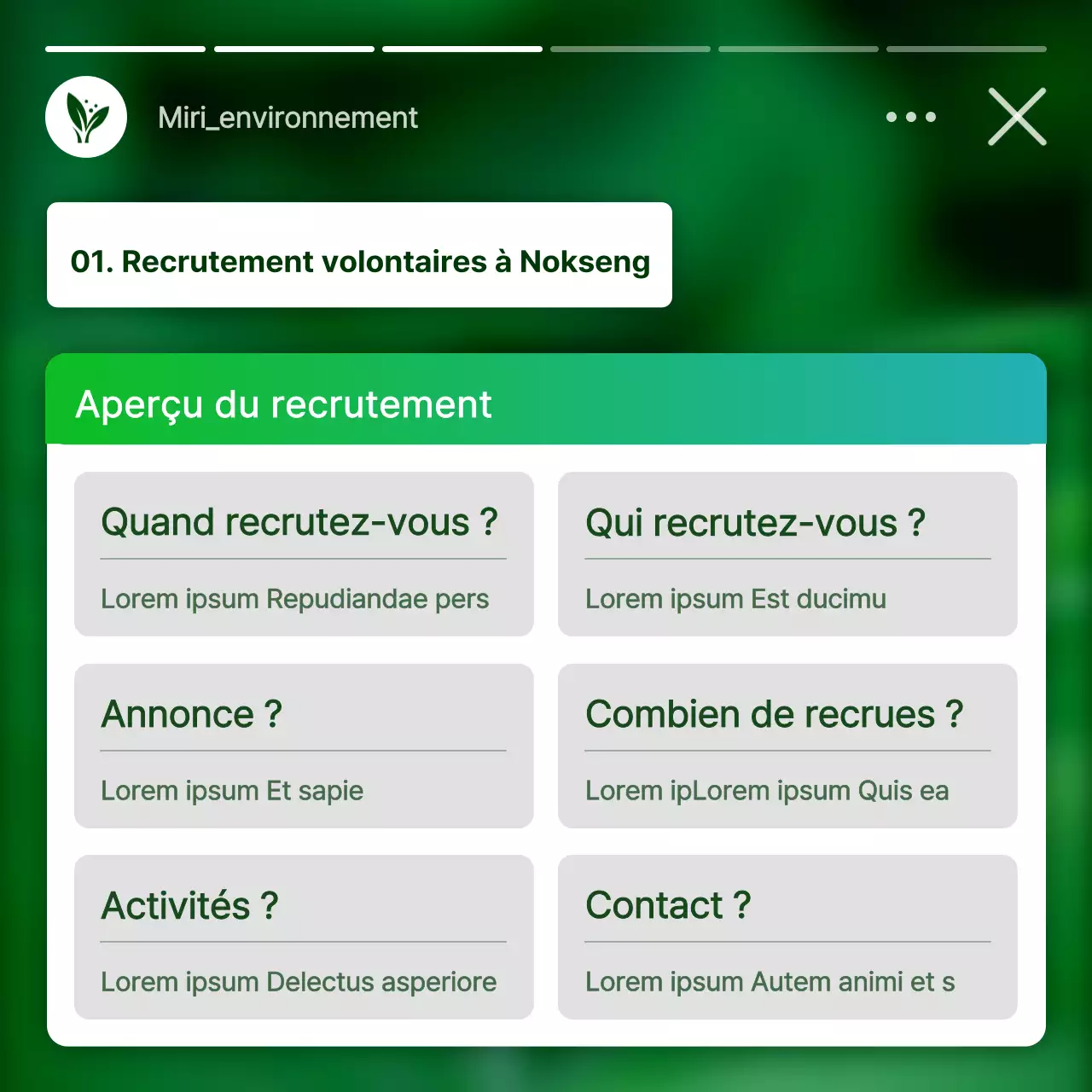 Promouvoir le recrutement de volontaires verts, blancs et modernes dans le domaine de l'environnement