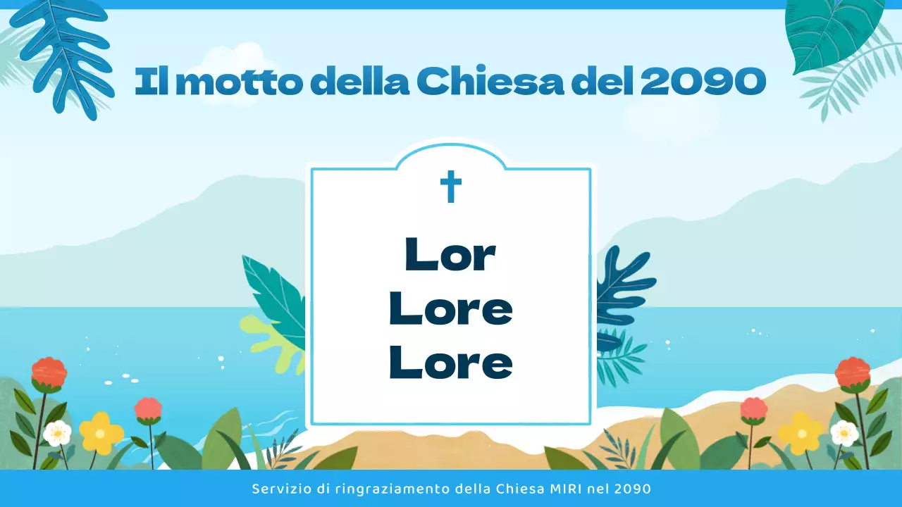 Guida al servizio ecclesiastico con un'atmosfera tropicale in blu e azzurro