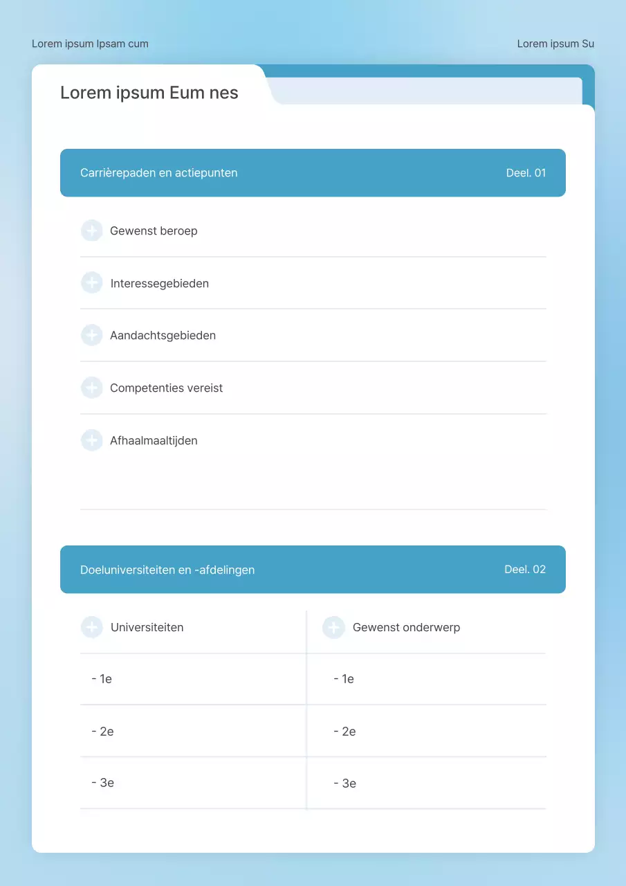 Een eenvoudig folderconcept in lichtblauw en wit voor een schoolagenda