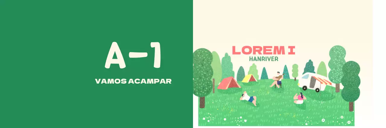 Um parque de campismo sentimental com um desenho ilustrado de campistas