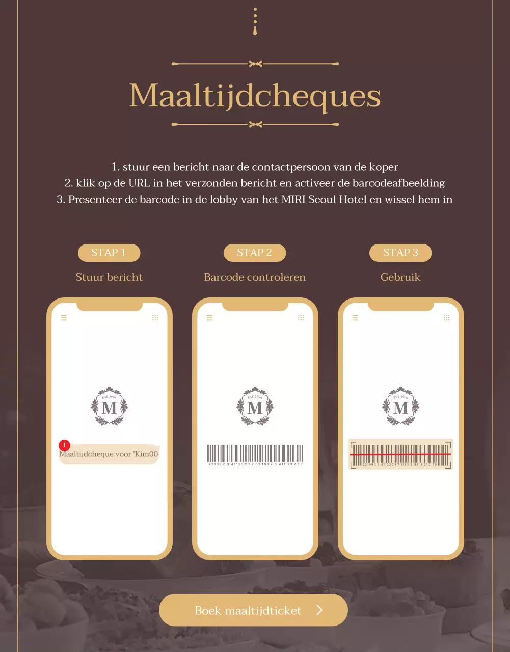 Promoot een maaltijdbon voor een luxe buffetrestaurant in bruin en goud