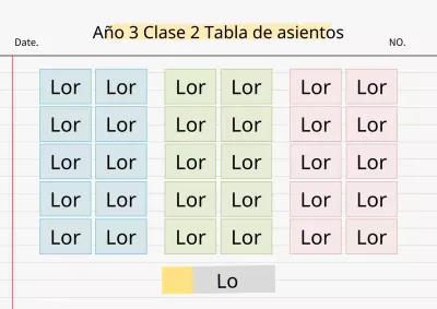 Sobre el plano de asientos de la escuela blanca y amarilla