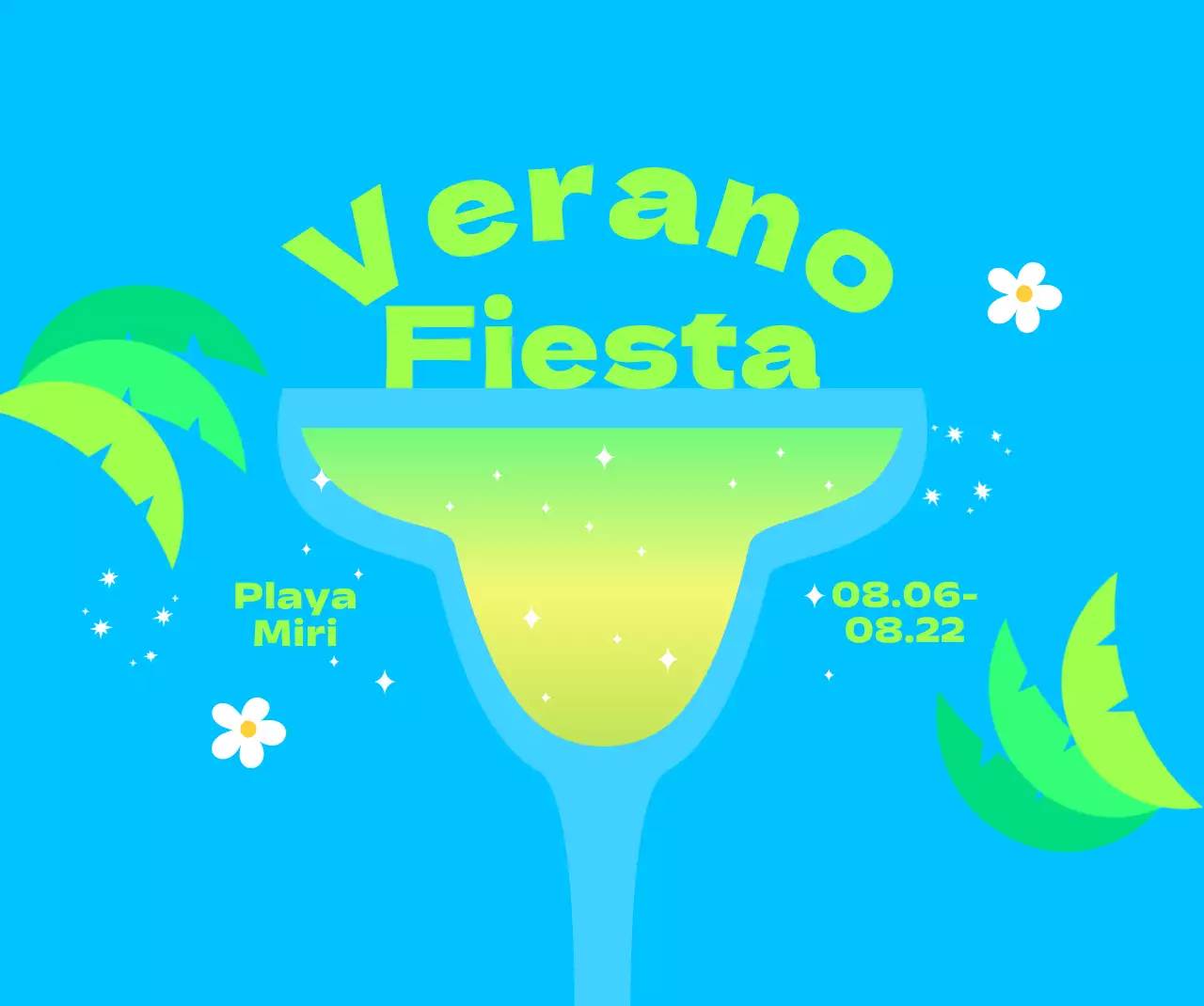 Un festival de verano fresco y refrescante con palmeras y flores