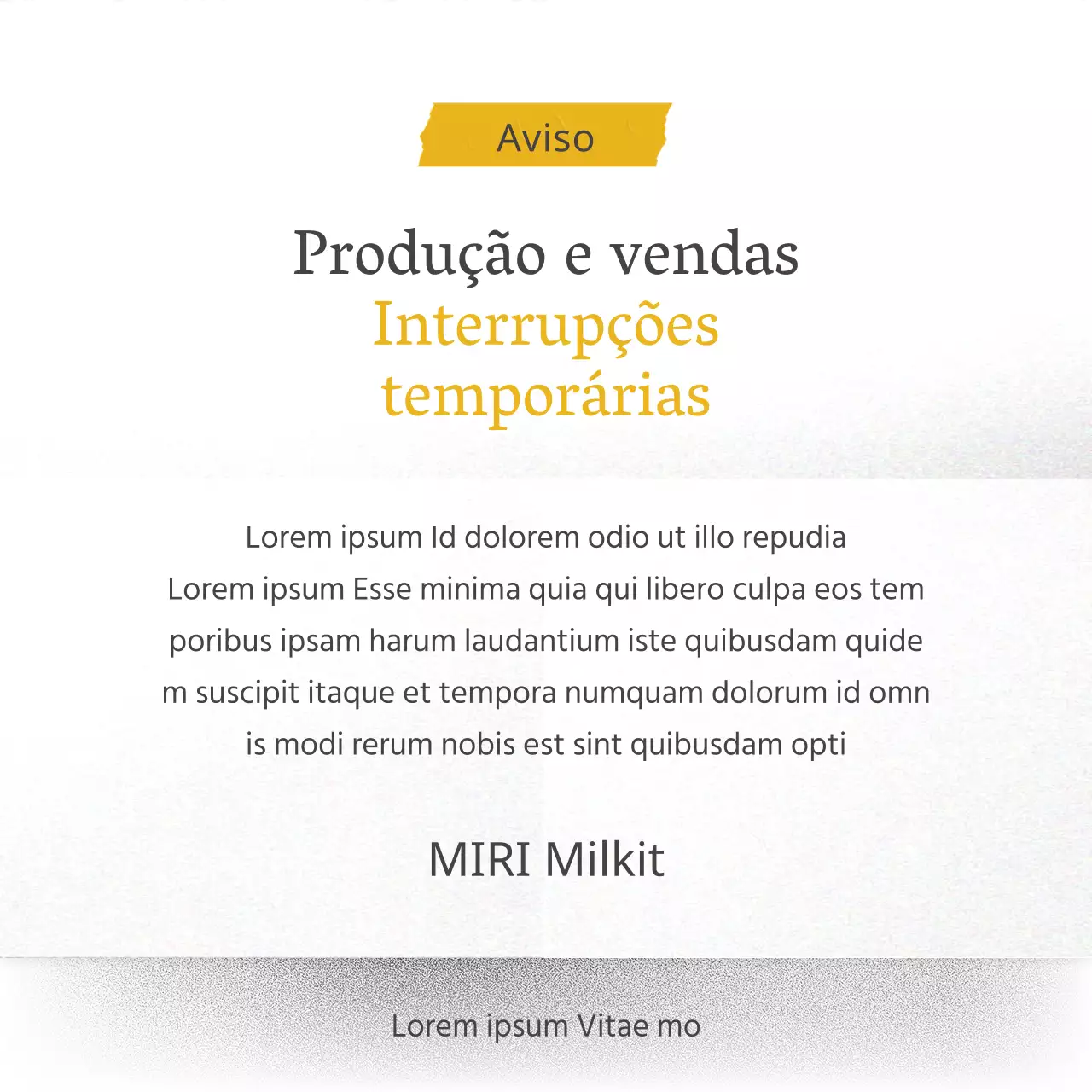 Anúncios de descontinuação de produtos de base cinzentos e simples