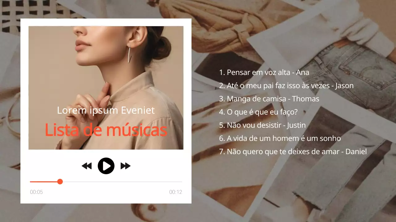 Anúncio de lista de reprodução moderna em cor de laranja