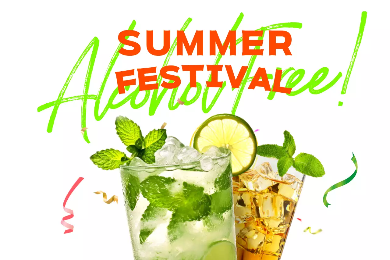 夏祭りをコンセプトにしたドリンクとレタリングフレーズ