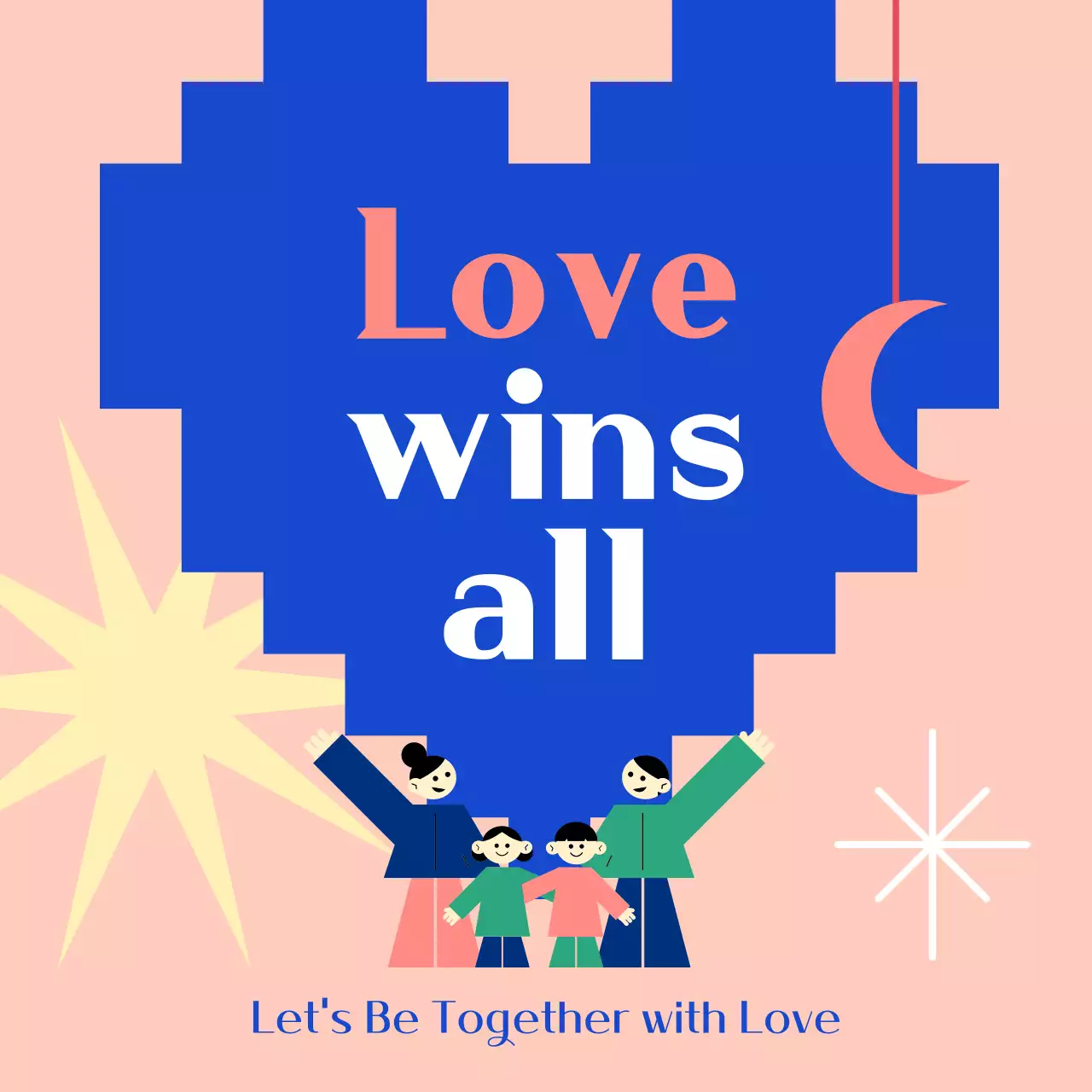 블루 미니멀 러브 발표 소셜 미디어 게시물