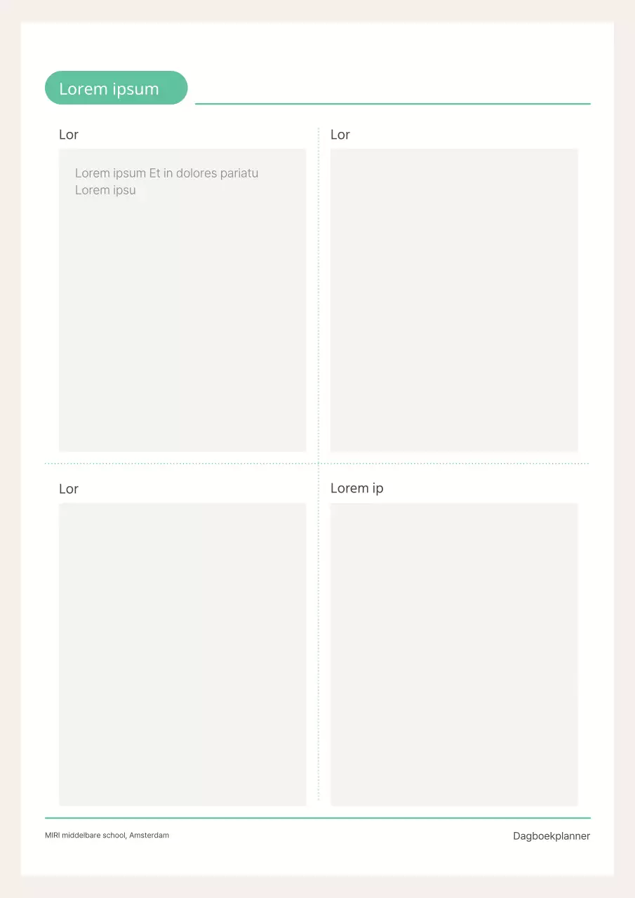 Schattige gele en mintkleurige schoolagenda planner