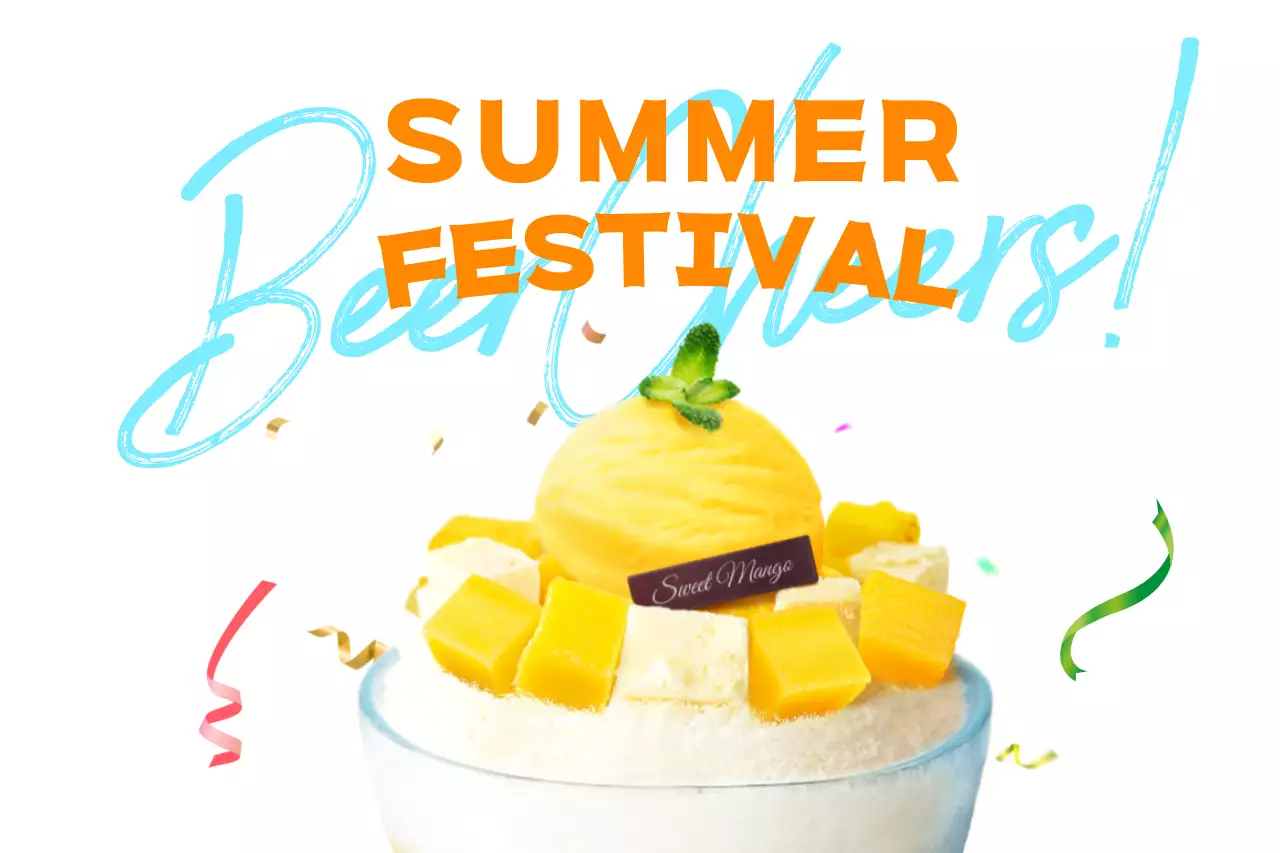 夏祭りをコンセプトにしたドリンクとレタリングフレーズ