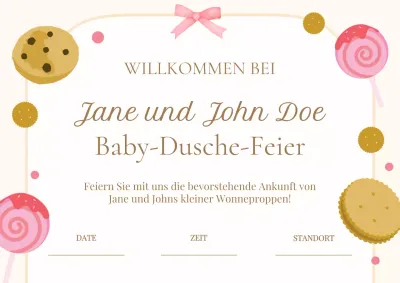 Beige und Rosa Modern Baby Shower Celebration Einladung