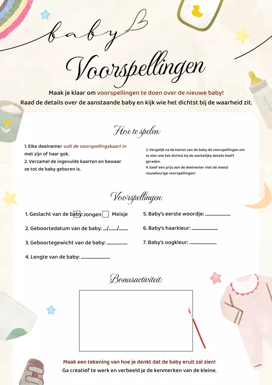 Ivoor Beige Natuurlijke Baby Shower Activiteiten