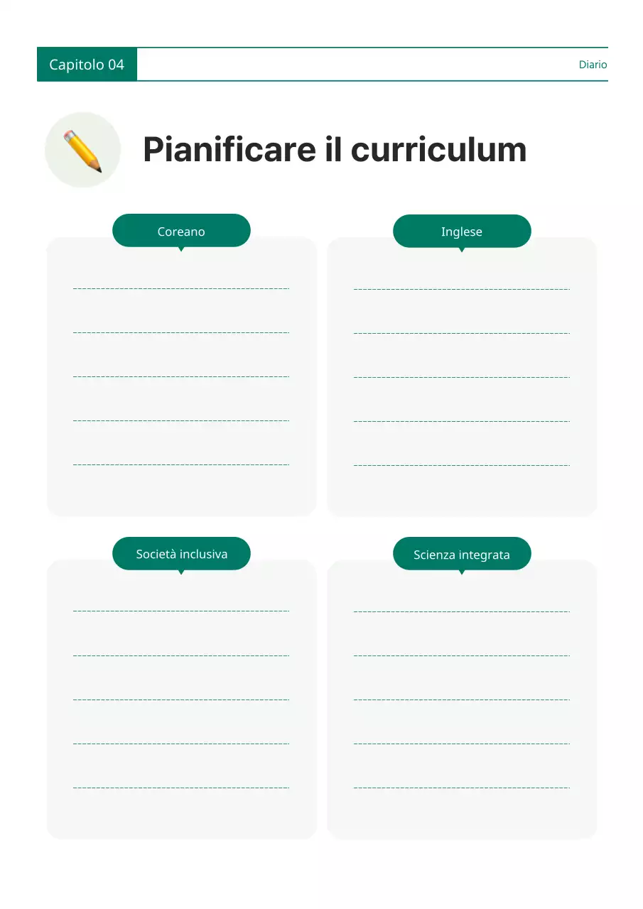 Una semplice agenda verde e bianca
