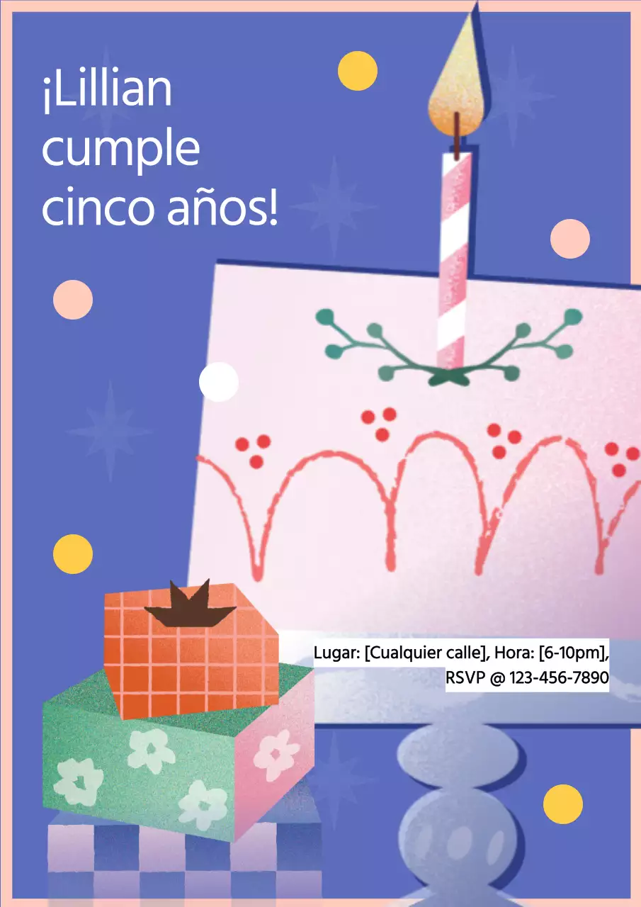 Invitación de cumpleaños ilustrada Pink Pop
